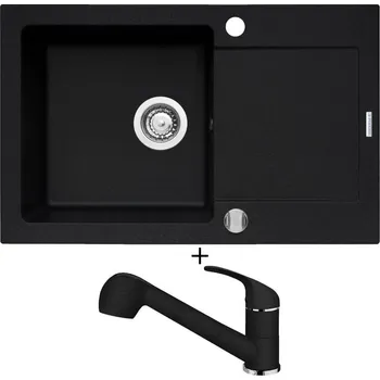 Granitový dřez Granitový dřez SET Pyramis MIDO (79x50) 1B 1D černá matná + Pyramis FIDO černá matná