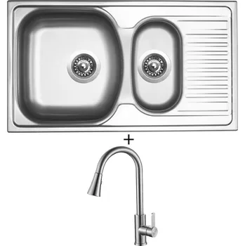 Nerezový dřez Nerezový dřez SET Sinks TWIN 780.1 V nerez matný + Laveo BONA BAB 269U nerez
