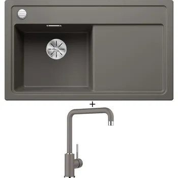 Kuchyňský dřez Granitový dřez SET Blanco ZENAR 45 S šedá vulkán 527359 + Blanco MILI šedá vulkán 527460