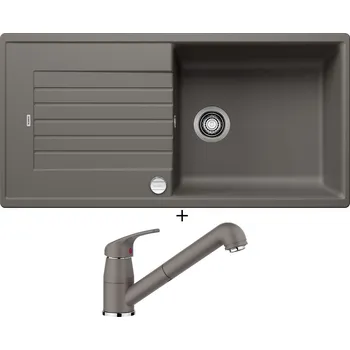 Granitový dřez Granitový dřez SET Blanco ZIA XL 6 S šedá vulkán + excentrické ovládání + Blanco DARAS-S šedá vulkán 526936