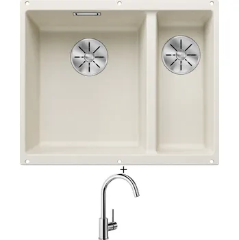 Granitový dřez Dřez pod desku SET Blanco SUBLINE 340/160 U bílá soft 527162 + Blanco MIDA chrom 517742