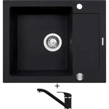 Granitový dřez Granitový dřez SET Pyramis MIDO (62x50) 1B 1D černá matná + Pyramis ASALIA černá matná