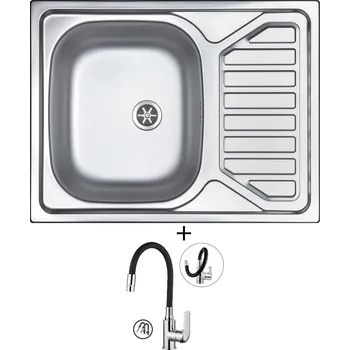 Kuchyňský dřez Nerezový dřez SET Sinks OKIO 650 M nerez matný + Kuchinox ELZA BKE 762D chrom/černá