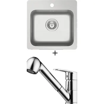 Nerezový dřez Nerezový dřez SET Pyramis ZERIA (46x45) 1B nerez + Pyramis FIDO chrom