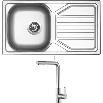 Nerezový dřez Nerezový dřez SET Sinks OKIO 780 V nerez leštěný + Laveo BONA BAB 269D nerez
