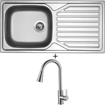 Nerezový dřez Nerezový dřez SET Sinks OKIO 1000 XXL V nerez matný + Laveo BONA BAB 269U nerez