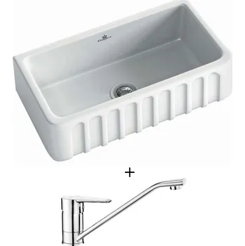 Keramický dřez Keramický dřez SET Chambord Louis 795 keramika bílá + Deante CORIO BFC 060M chrom