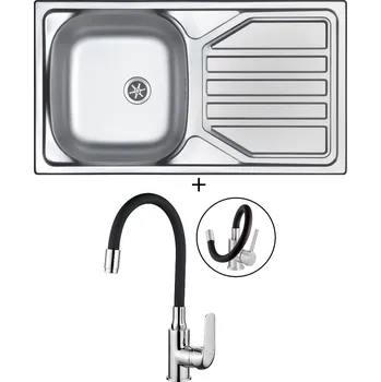 Nerezový dřez Nerezový dřez SET Sinks OKIO 780 M nerez matný + Kuchinox ELZA BKE 761D chrom/černá