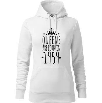 Dámská mikina Queens are born in 1959 - Mikina dámská Cape s kapucí - S ( Bílá )