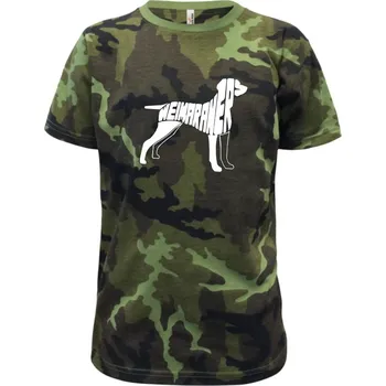 Chlapecké tričko Výmarský ohař - Dětské maskáčové triko - 134 cm/8 let ( Zelený maskáč )