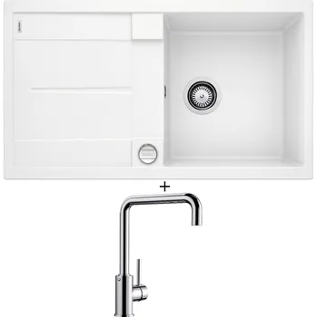 Granitový dřez Granitový dřez SET Blanco METRA 5 S bílá + excentrické ovládání + Blanco MILI chrom 519413