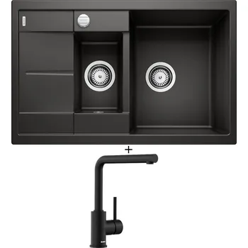 Granitový dřez Granitový dřez SET Blanco METRA 6 S Compact černá s excentrem 525925 + Blanco MILA černá matná 526657