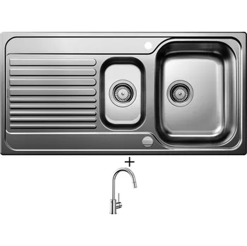 Nerezový dřez SET Blanco TIPO II 6 S nerez přírodní lesk s excentrem 526621 + Blanco MIDA-S chrom 521454