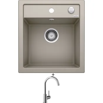 Kuchyňský dřez Granitový dřez SET Blanco DALAGO 45 tartufo s excentrem 517317 + Blanco MIDA chrom 517742