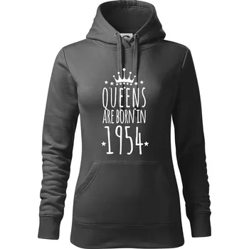 Dámská mikina Queens are born in 1954 - Mikina dámská Cape s kapucí - L ( Tmavá břidlice (šedá se zeleným nádechem) )