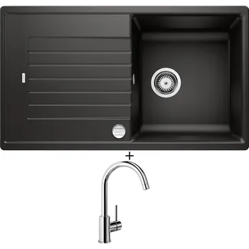 Kuchyňský dřez Granitový dřez SET Blanco ZIA 5 S černá s excentrem + Blanco MIDA chrom 517742