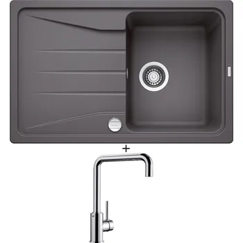 Granitový dřez Granitový dřez SET Blanco SONA 45 S šedá skála s excentrem + Blanco MILI chrom 519413
