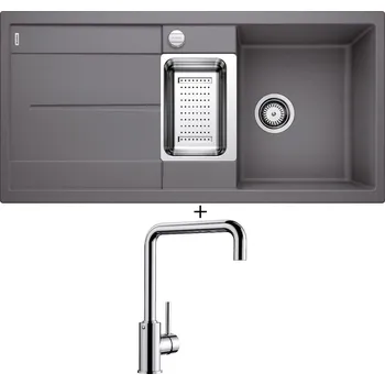 Granitový dřez Granitový dřez SET Blanco METRA 6 S šedá skála s excentrem 518877 + Blanco MILI chrom 519413