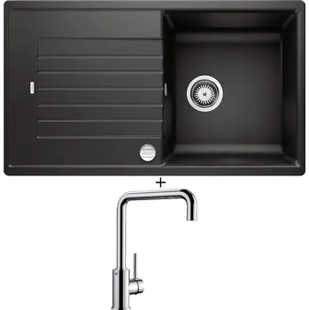 Kuchyňský dřez Granitový dřez SET Blanco ZIA 5 S černá s excentrem + Blanco MILI chrom 519413