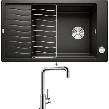 Granitový dřez SET Blanco ELON XL 8 S černá + excentrické ovládání + Blanco MILI chrom 519413