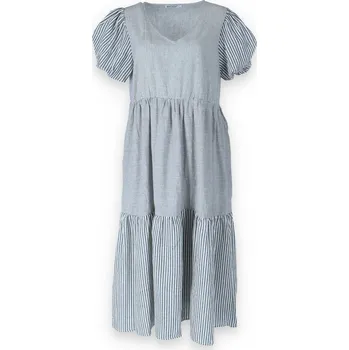 Dámské šaty Šaty oversize pruh 928 Itálie barva: černá, velikost: L/XL