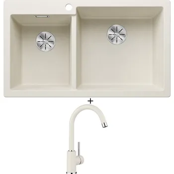 Granitový dřez Granitový dřez SET Blanco PLEON 9 bílá soft 527142 + Blanco MIDA bílá soft 526966