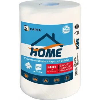 Utěrka Papírové utěrky CARTA Home 2 vrstvy, návin 55 m, 250 útržků, výška 22,9 cm