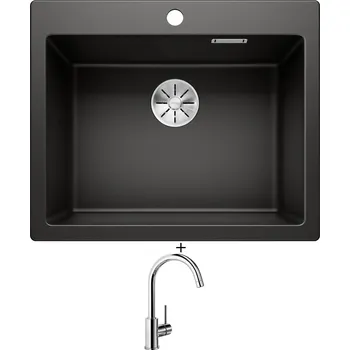 Granitový dřez SET Blanco PLEON 6 černá 525953 + Blanco MIDA chrom 517742