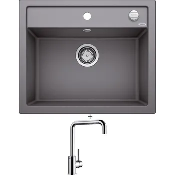 Kuchyňský dřez Granitový dřez SET Blanco DALAGO 6 šedá skála s excentrem 518850 + Blanco MILI chrom 519413