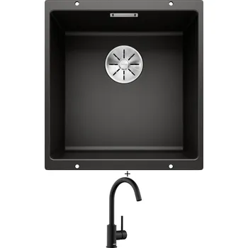 Dřez pod desku SET Blanco SUBLINE 400 U černá 525990 + Blanco MIDA černá matná 526649