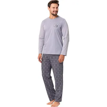 Pánské pyžamo Pánské pyžamo Parker 1394/31 HOTBERG Barva/Velikost: šedá světlá / XXL