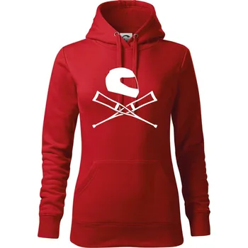 Dámská mikina Silniční helma / berle - Mikina dámská Cape s kapucí - M ( Červená )