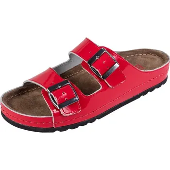 Dámské pantofle Buxa Dámské kožené pantofle BZ110 - červená lakovaná Velikost: 41