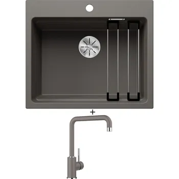 Granitový dřez Granitový dřez SET Blanco ETAGON 6 šedá vulkán 527259 + Blanco MILI šedá vulkán 527460
