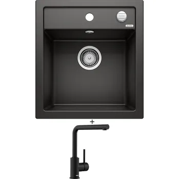 Granitový dřez Granitový dřez SET Blanco DALAGO 45 černá s excentrem 525869 + Blanco MILA černá matná 526657