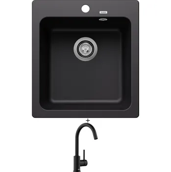 Kuchyňský dřez Granitový dřez SET Blanco NAYA 45 černá 526572 + Blanco MIDA černá matná 526649