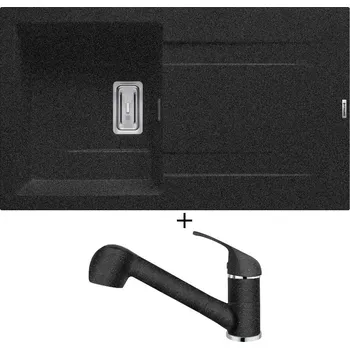 Granitový dřez Granitový dřez SET Pyramis KARTESIO (86x50) 1B 1D černá + Pyramis FIDO černá