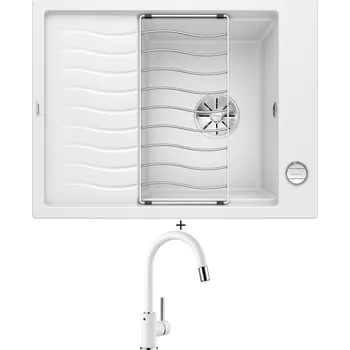 Granitový dřez Granitový dřez SET Blanco ELON 45 S bílá + excentrické ovládání + Blanco MIDA-S bílá 521457