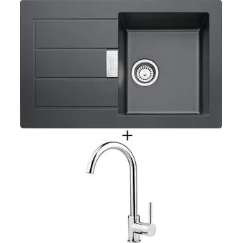 Kuchyňský dřez Tectonitový dřez SET Franke S2D 611-78 černá + Deante ASTER 062 M chrom