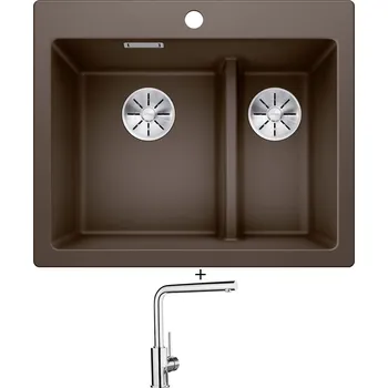 Granitový dřez SET Blanco PLEON 6 SPLIT kávová 521698 + Blanco MILA chrom 519414