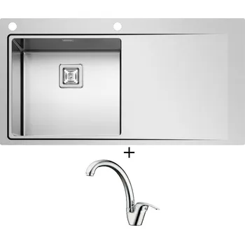 Granitový dřez Nerezový dřez SET Pyramis OLYNTHOS (100x52) 1B 1D LH + Pyramis OSSIA chrom