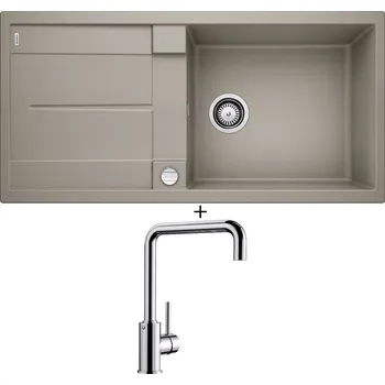 Granitový dřez SET Blanco METRA XL 6 S tartufo + excentrické ovládání + Blanco MILI chrom 519413