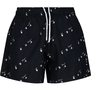 Pánské plavky OFF-WHITE Logo Allover Black plavky S Černá