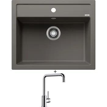 Kuchyňský dřez Granitový dřez SET Blanco DALAGO 6 šedá vulkán + Blanco MILI chrom 519413