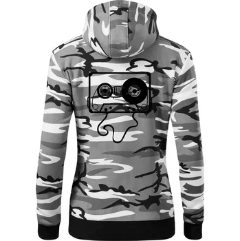 Dámská mikina Gramo kazeta - Dámská mikina trendy zipper s kapucí - S ( Šedý maskáč )