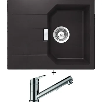 Granitový dřez Granitový dřez SET Schock MANHATTAN D-100XS Nero + Schock EVINAS 577120 nerez