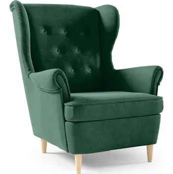 Sedací souprava Eka Křeslo ušák LINO Výběr nohou: Přírodní, Barva látky: KRONOS 19 (Smaragdová zelená)