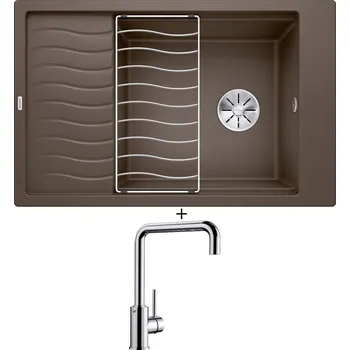 Granitový dřez SET Blanco ELON XL 6 S kávová 524853 + odkapová mřížka + Blanco MILI chrom 519413