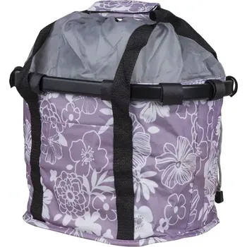 brašna na kolo Koš na řídítka nákupní Pro-T se systémem Clip-On fialová s květy