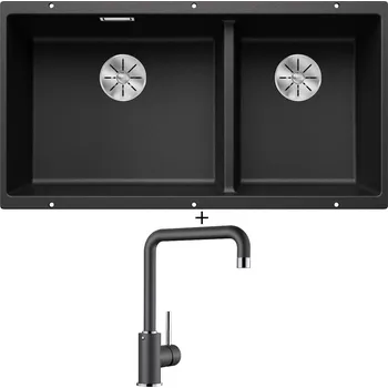 Granitový dřez Dřez pod desku SET Blanco SUBLINE 480/320-U antracit 523584 + Blanco MILI antracit 523103